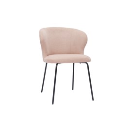 Chaise en tissu effet velours rose poudré et métal noir yda