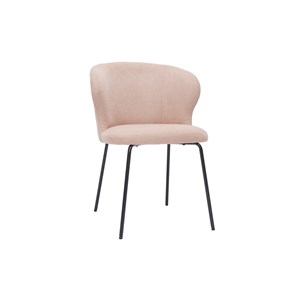 Chaise en tissu effet velours rose poudré et métal noir yda