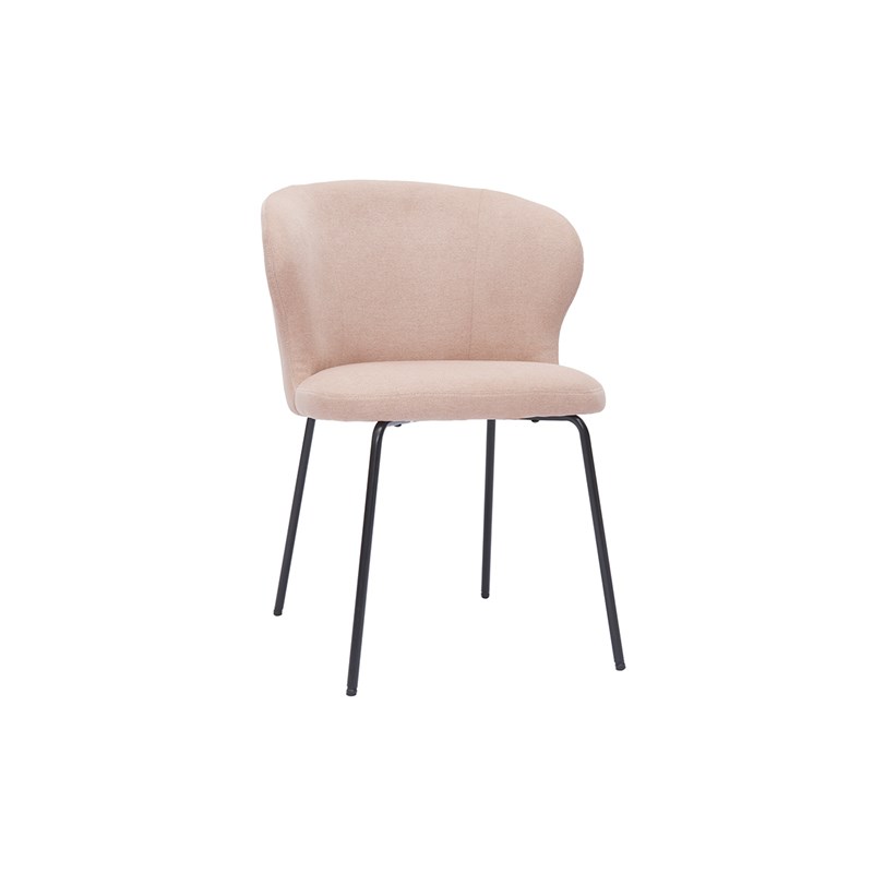 Chaise en tissu effet velours rose poudré et métal noir yda