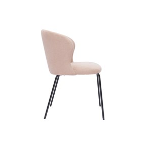 Chaise en tissu effet velours rose poudré et métal noir yda