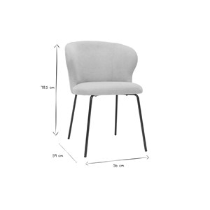 Chaise en tissu effet velours rose poudré et métal noir yda