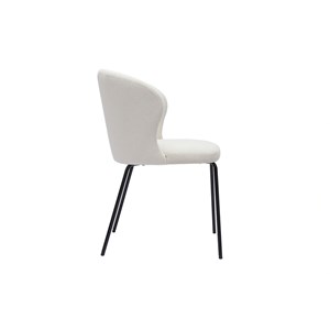 Chaise blanche en tissu effet laine bouclée et métal noir yda