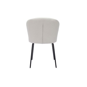 Chaise blanche en tissu effet laine bouclée et métal noir yda