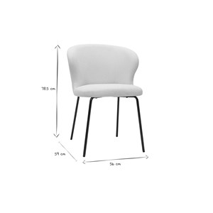 Chaise blanche en tissu effet laine bouclée et métal noir yda