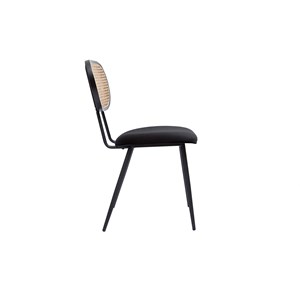 Chaises noires en tissu velours, métal et cannage rotin naturel (lot de 2) tolma