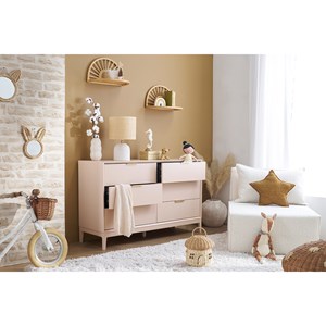 Commode rose poudré et métal doré 6 tiroirs l120 cm giana