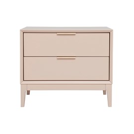 Table de chevet rose poudré et métal doré avec rangements giana