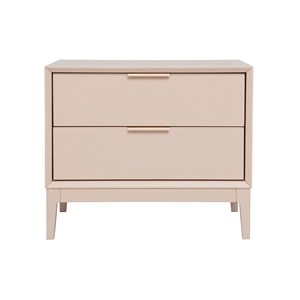 Table de chevet rose poudré et métal doré avec rangements giana