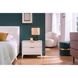 Table de chevet rose poudré et métal doré avec rangements giana