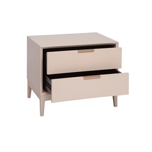 Table de chevet rose poudré et métal doré avec rangements giana