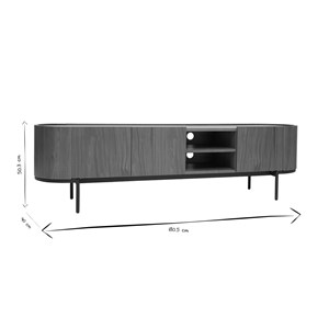 Meuble tv bois foncé noyer et métal noir avec rangements l180 cm skye
