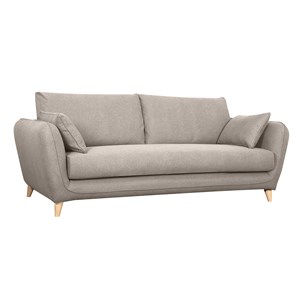 Canapé convertible 3 places en tissu beige avec matelas 10 cm creep