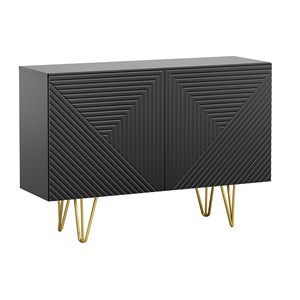 Buffet gravé noir et métal doré 2 portes l107 cm ozen