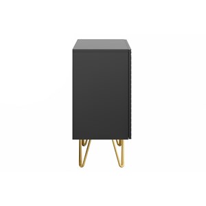 Buffet gravé noir et métal doré 2 portes l107 cm ozen