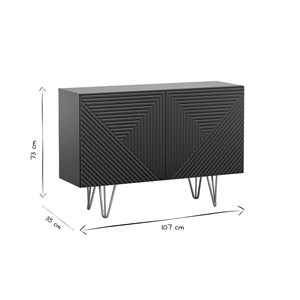 Buffet gravé noir et métal doré 2 portes l107 cm ozen