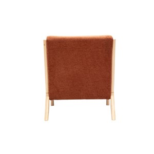 Fauteuil en tissu effet velours terre brûlée et bois clair massif derry