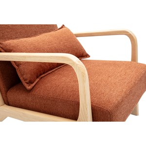 Fauteuil en tissu effet velours terre brûlée et bois clair massif derry