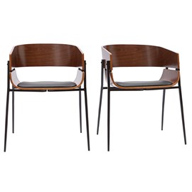 Chaises bois foncé et métal noir (lot de 2) wess