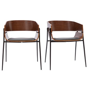 Chaises bois foncé et métal noir (lot de 2) wess