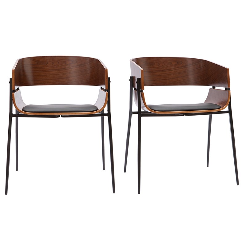 Chaises bois foncé et métal noir (lot de 2) wess
