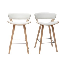 Tabourets de bar blanc et bois clair h65 cm (lot de 2) syrah