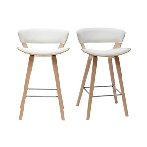 Tabourets de bar blanc et bois clair h65 cm (lot de 2) syrah