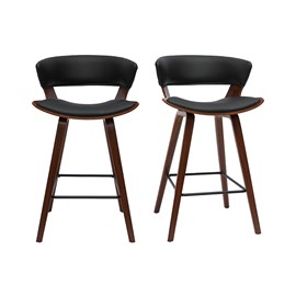 Tabourets de bar noir et bois foncé h65 cm (lot de 2) syrah