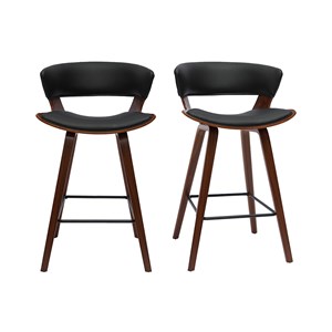 Tabourets de bar noir et bois foncé h65 cm (lot de 2) syrah