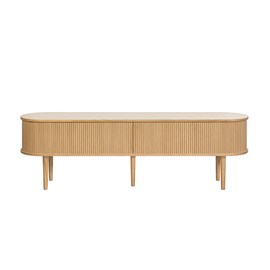 Meuble tv  bois clair chêne avec rangements 2 portes coulissantes l180 cm epic