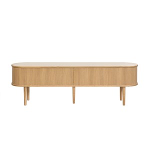 Meuble tv  bois clair chêne avec rangements 2 portes coulissantes l180 cm epic