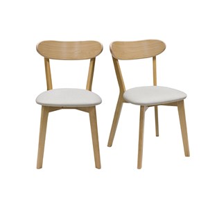 Chaises  en bois clair chêne et tissu beige (lot de 2) dove