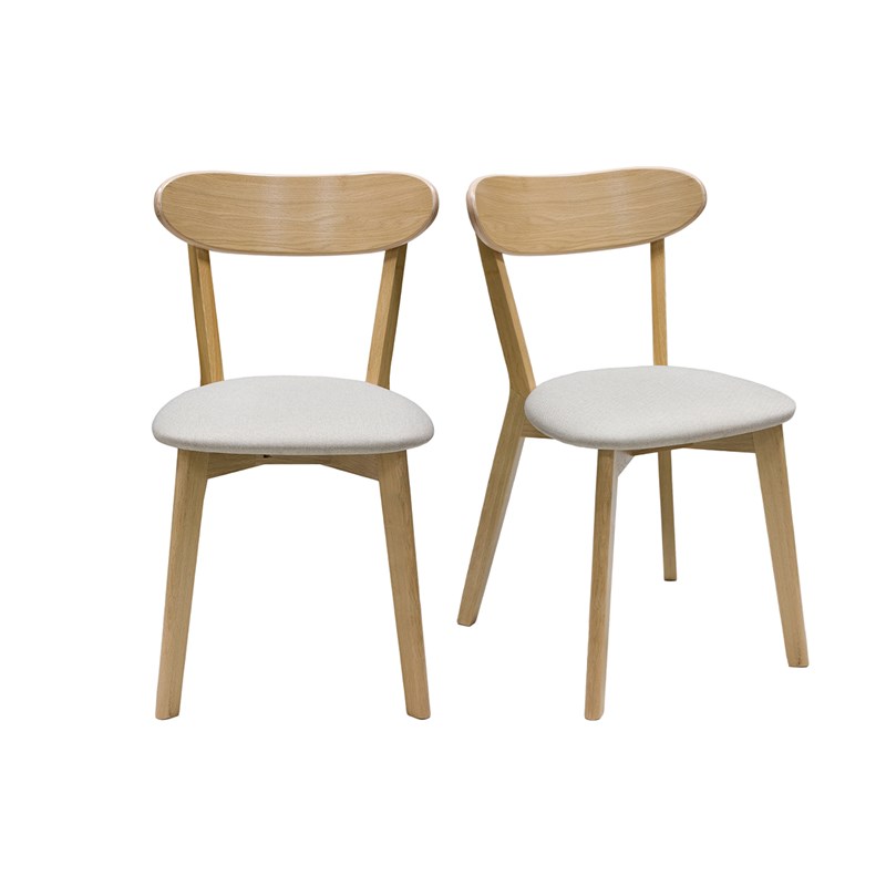 Chaises en bois clair chêne et tissu beige (lot de 2) dove