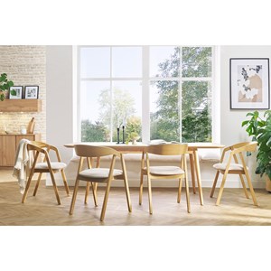 Chaises empilables en bois clair chêne et tissu beige (lot de 2) lova