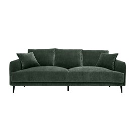 Canapé 3 places en tissu effet velours vert kaki et métal noir jerry