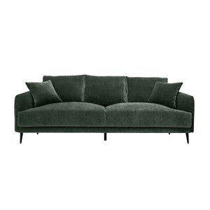 Canapé 3 places en tissu effet velours vert kaki et métal noir jerry
