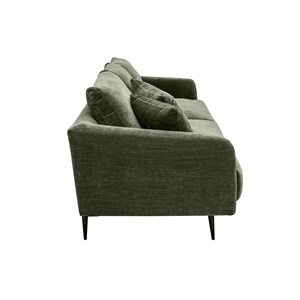 Canapé 3 places en tissu effet velours vert kaki et métal noir jerry