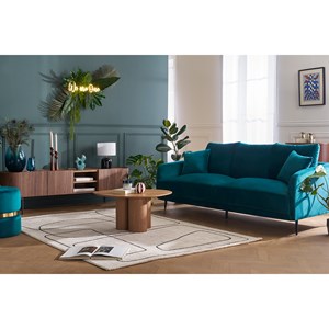 Canapé 3 places en tissu effet velours gris et métal noir jerry