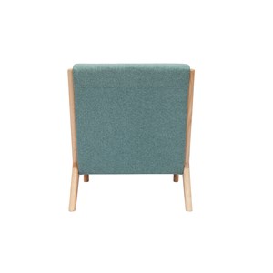Fauteuil en tissu vert de gris et bois clair massif derry