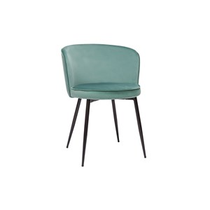 Chaises en tissu velours vert céladon et métal noir (lot de 2) serif