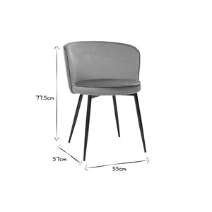Chaises en tissu velours vert céladon et métal noir (lot de 2) serif