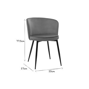 Chaises en tissu velours bronze et métal noir (lot de 2) serif