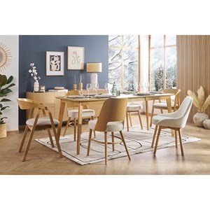 Chaises en tissu effet laine bouclée blanc et bois clair massif (lot de 2) holo