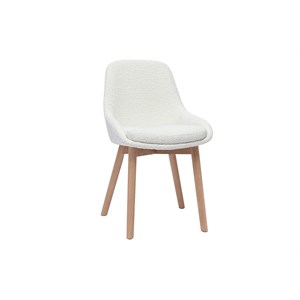 Chaises en tissu effet laine bouclée blanc et bois clair massif (lot de 2) holo