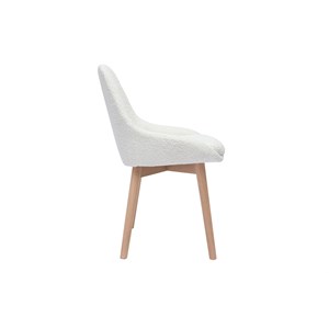 Chaises en tissu effet laine bouclée blanc et bois clair massif (lot de 2) holo