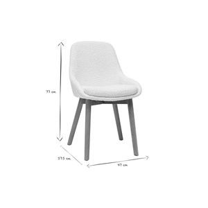 Chaises en tissu effet laine bouclée blanc et bois clair massif (lot de 2) holo