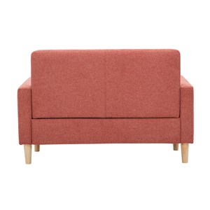 Canapé 2 places en tissu effet velours texturé terracotta et bois clair moon