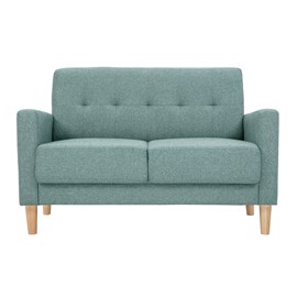 Canapé 2 places en tissu vert de gris et bois clair moon