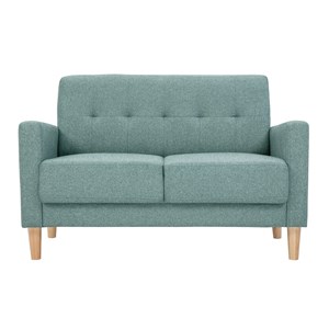 Canapé 2 places en tissu vert de gris et bois clair moon