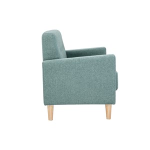 Canapé 2 places en tissu vert de gris et bois clair moon