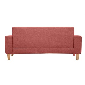 Canapé 3 places en tissu effet velours texturé terracotta et bois clair fjord